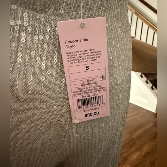 Wild Fable-Mid-Rise Wide Leg Sequined Pants w/ Free White V Neck Tee - Picture 6 of 7